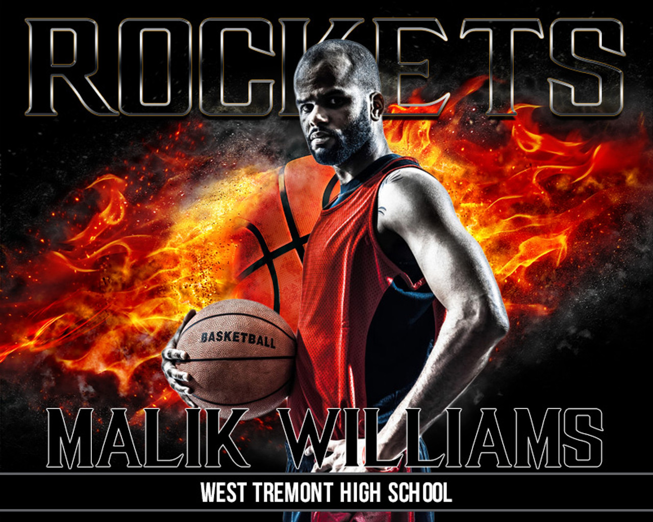 16x20 Basketball Photo Template - On Fire 16x20 Basketball Photo Template - On Fire