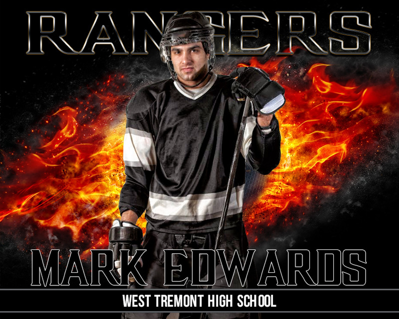 16x20 Hockey Photo Template - On Fire