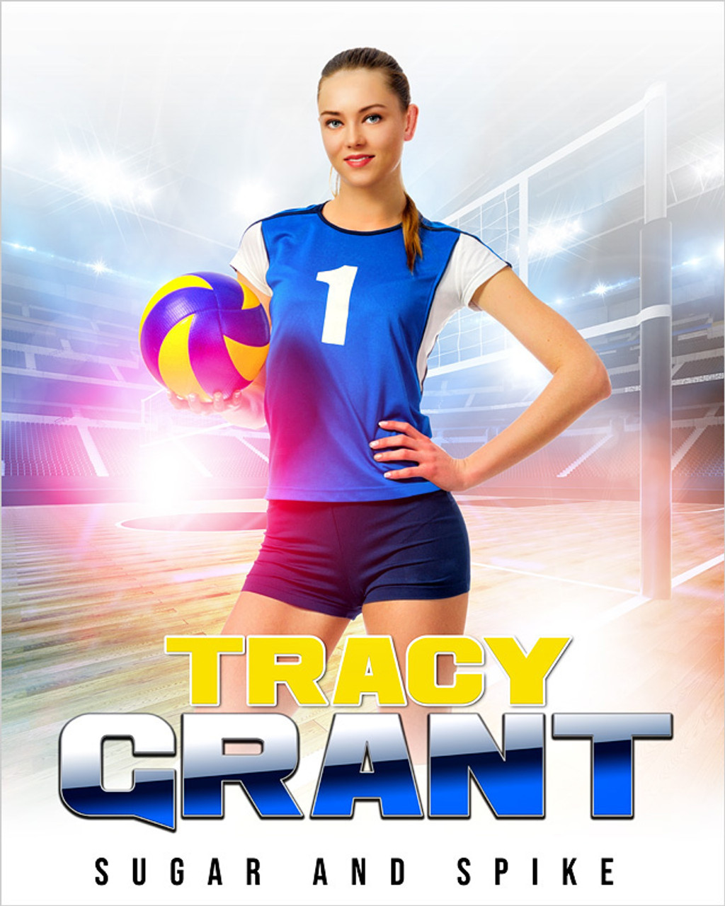 SPORTS POSTER PHOTO TEMPLATE - HI KEY VOLLEYBALL - CUSTOM PHOTOSHOP LAYERED SPORTS TEMPLATE