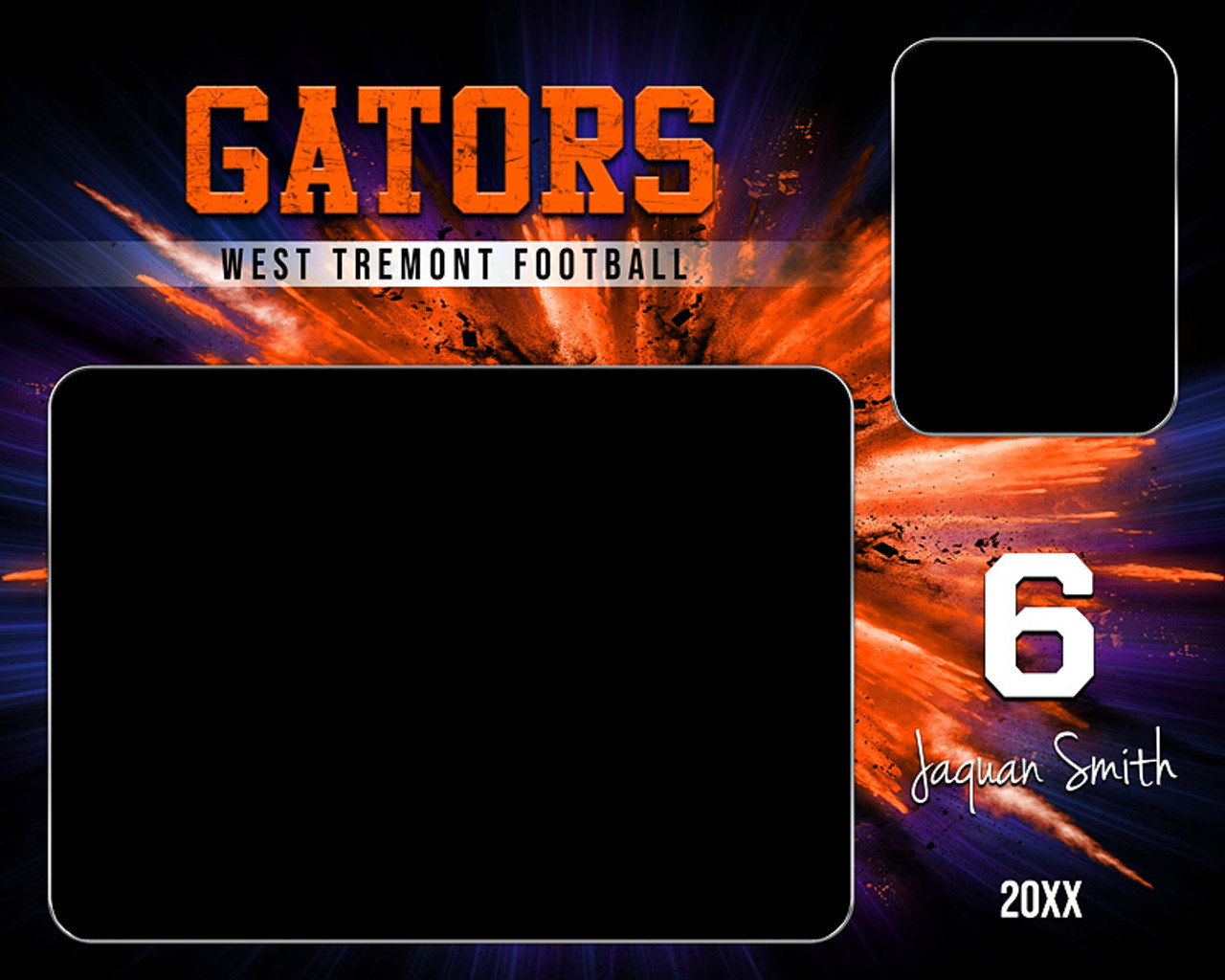 MEMORY MATE - HORIZONTAL - EXPLODE - CUSTOM PHOTOSHOP LAYERED MEMORY MATE TEMPLATE FOR MANY SPORTS