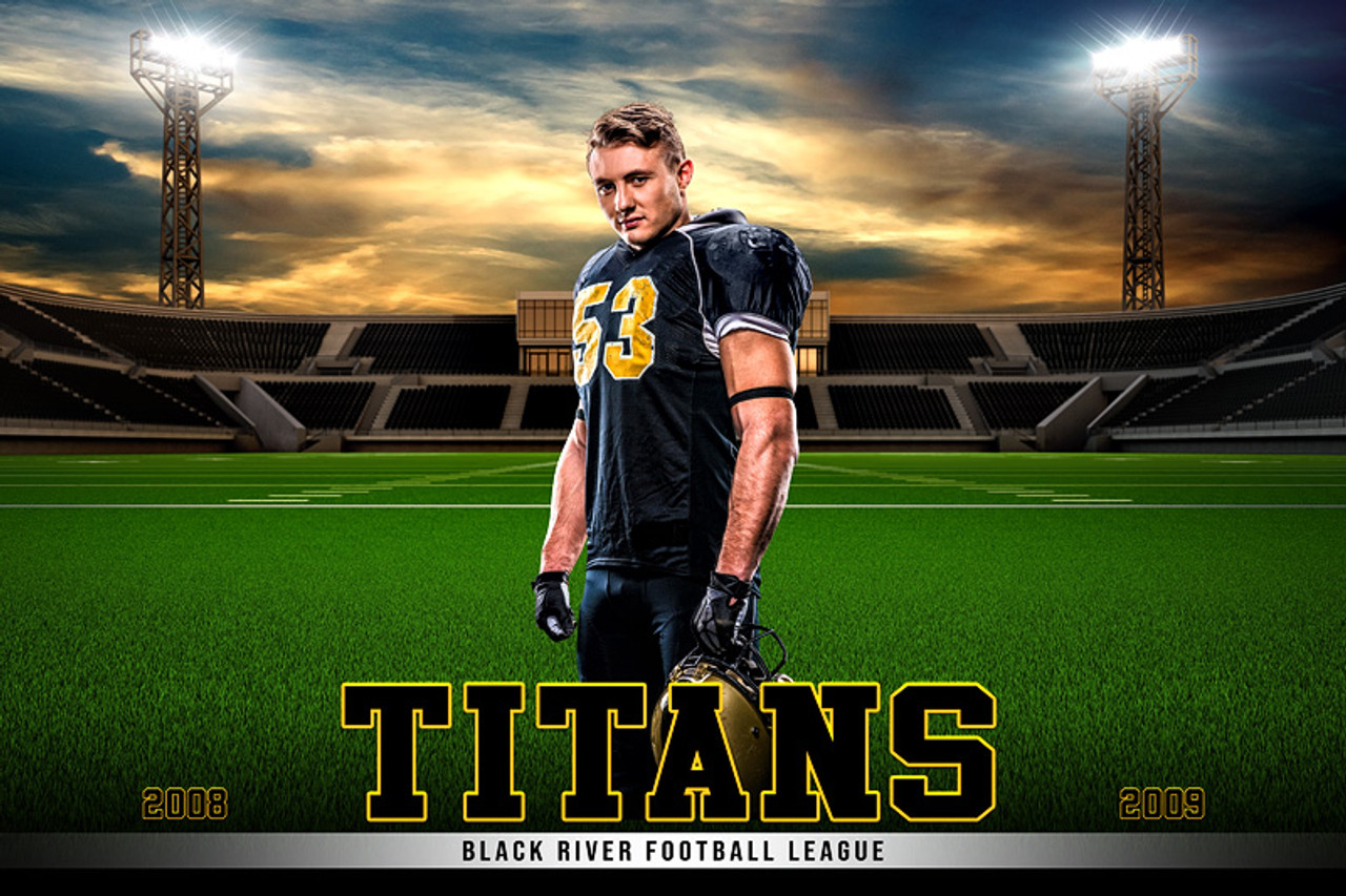 PLAYER & TEAM BANNER PHOTO TEMPLATE - HOME FIELD - FOOTBALL - PHOTOSHOP LAYERED SPORTS TEMPLATE