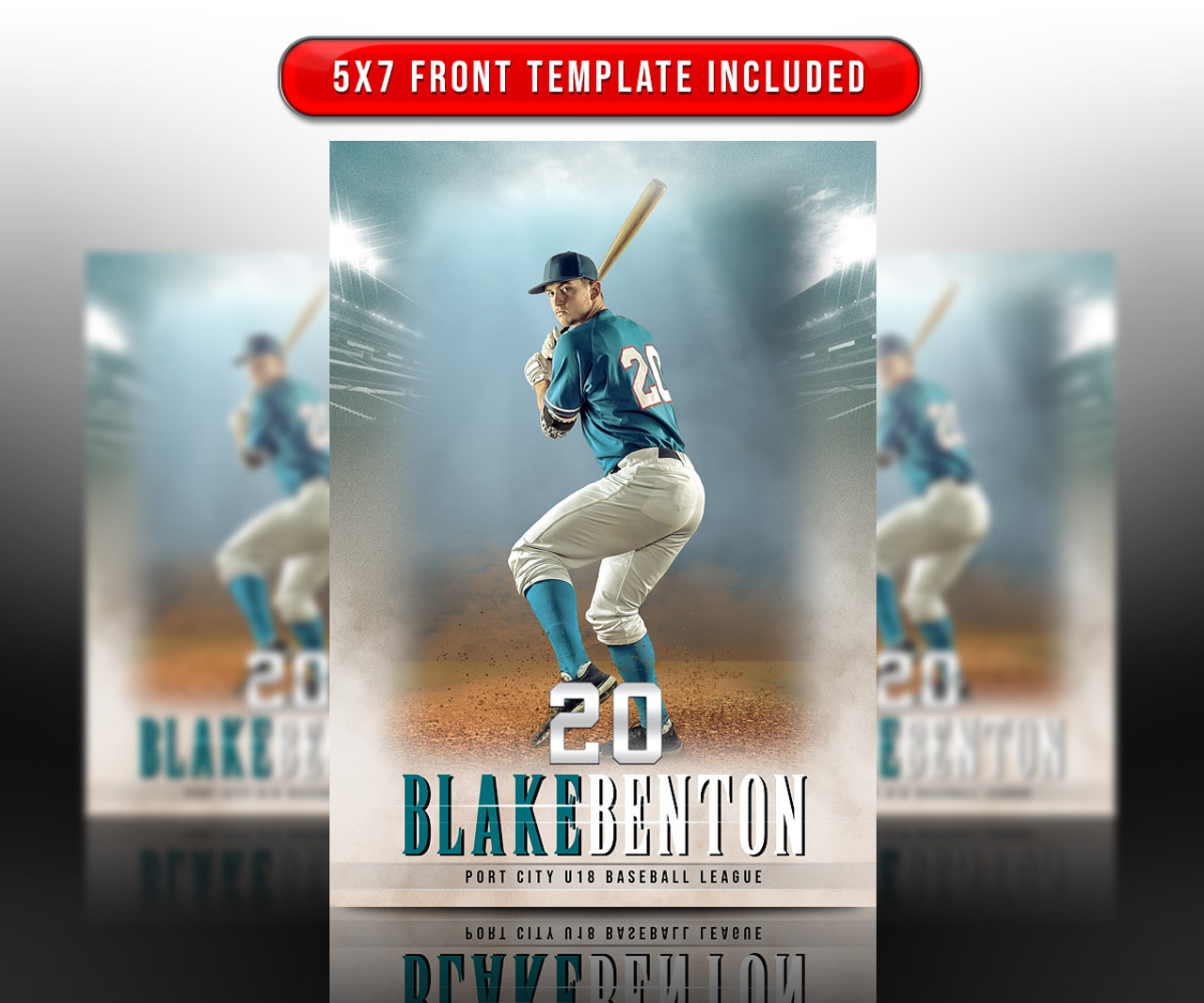 SPORTS TRADING CARDS AND 5X7 TEMPLATE - FADE OUT