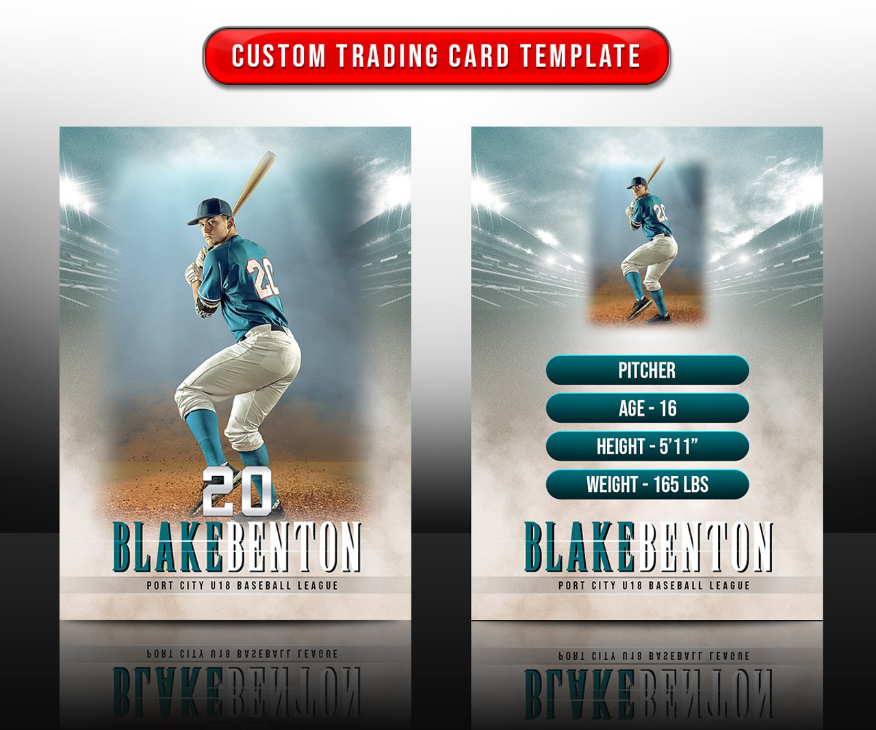 SPORTS TRADING CARDS AND 5X7 TEMPLATE - FADE OUT