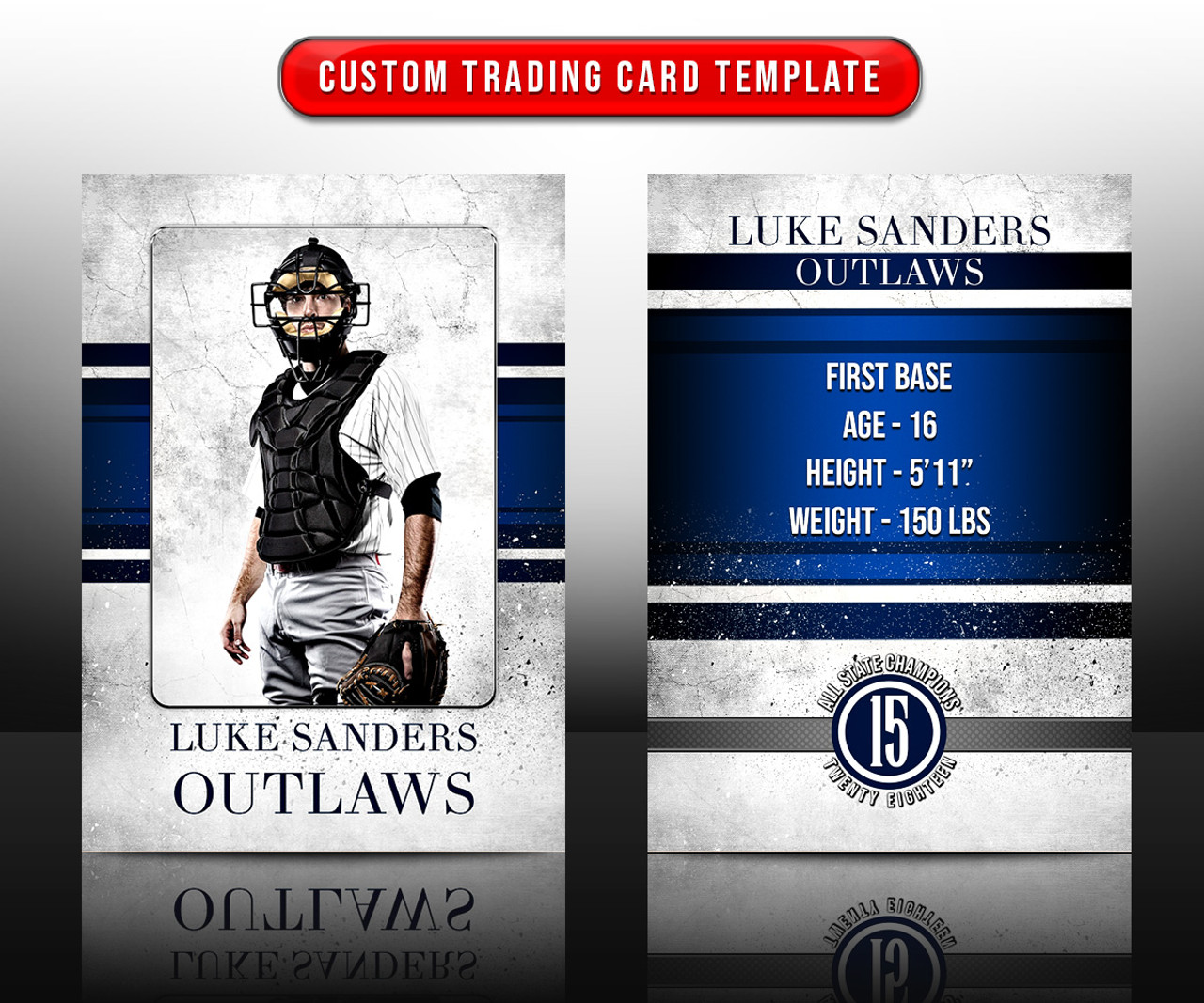 SPORTS TRADING CARDS AND 5X7 TEMPLATE - GRUNGE SPORT