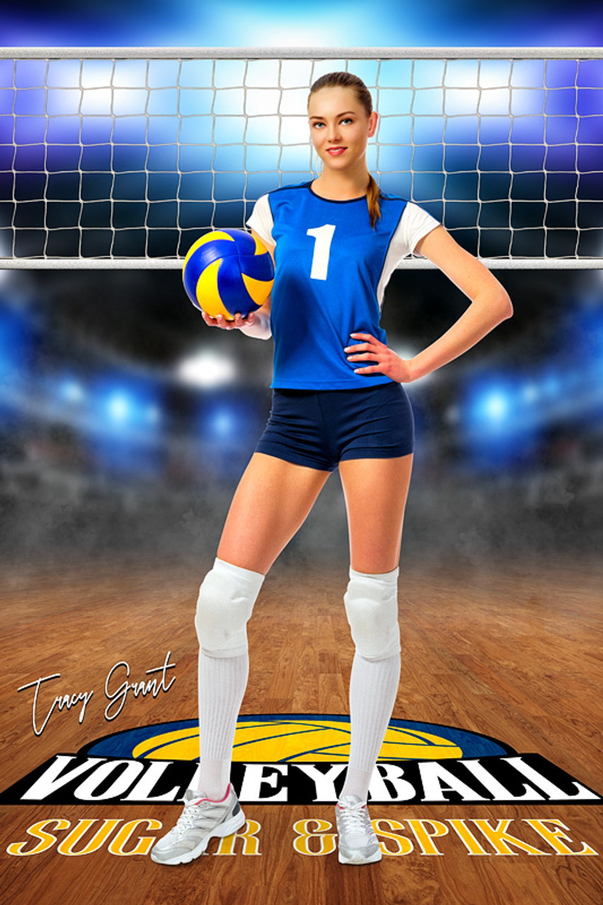 PLAYER BANNER PHOTO TEMPLATE - VOLLEYBALL COURT LOGO - CUSTOM PHOTOSHOP LAYERED SPORTS TEMPLATE