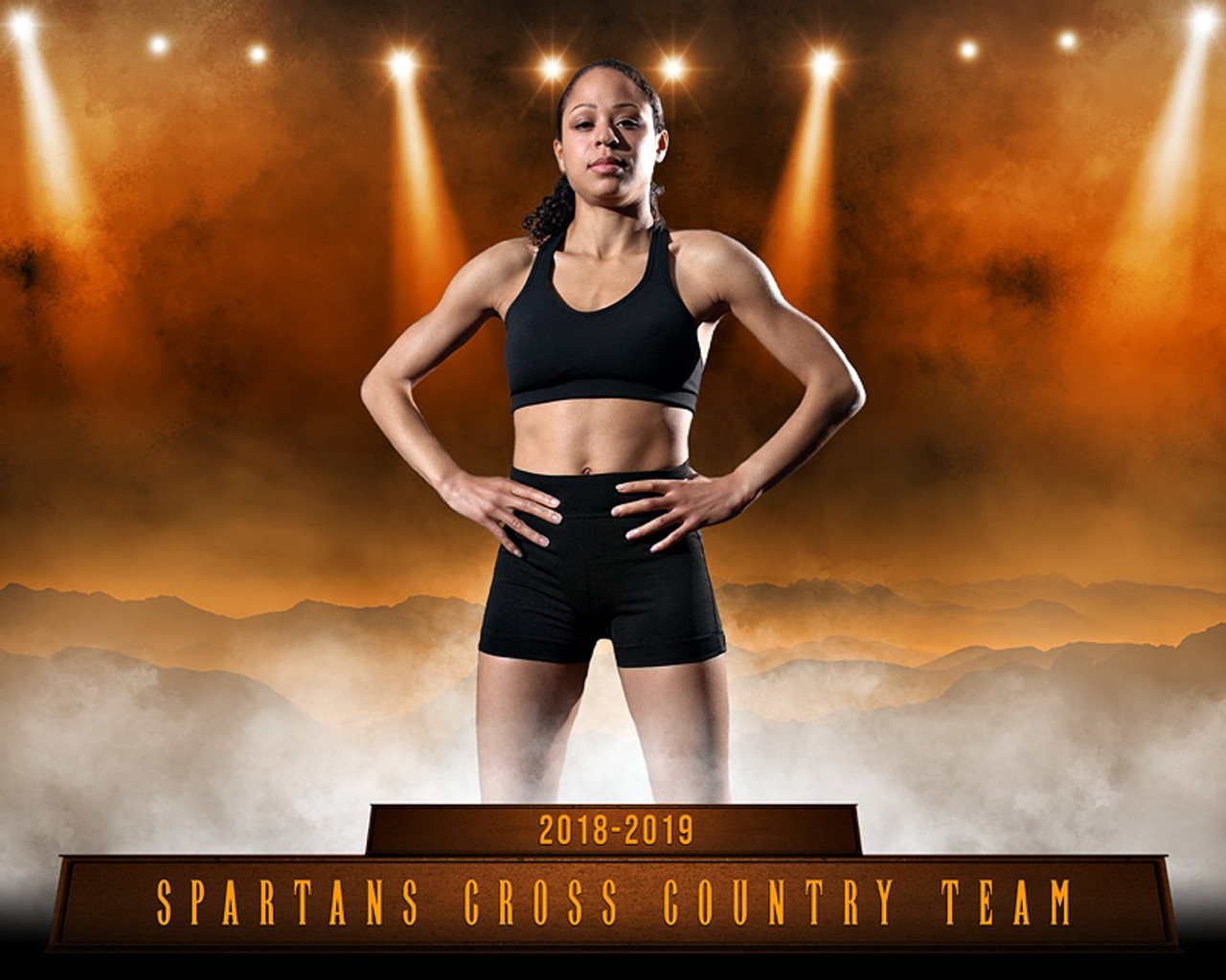 CROSS COUNTRY SPORTS POSTER PHOTO TEMPLATE - SPARTANS - CUSTOM PHOTOSHOP LAYERED SPORTS TEMPLATE
