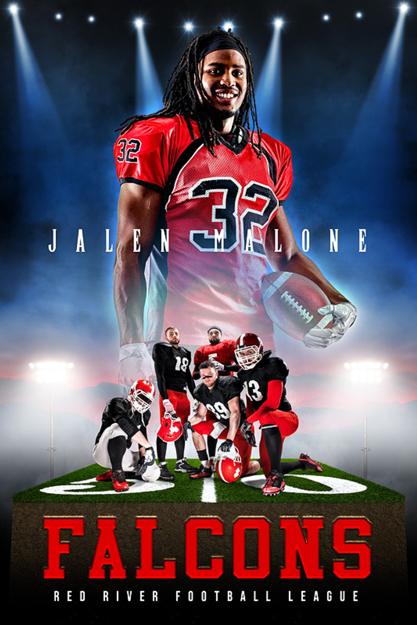 PLAYER BANNER PHOTO TEMPLATE FOOTBALL AND OTHER FIELD SPORTS - RED RIVER - CUSTOM PHOTOSHOP LAYERED SPORTS TEMPLATE