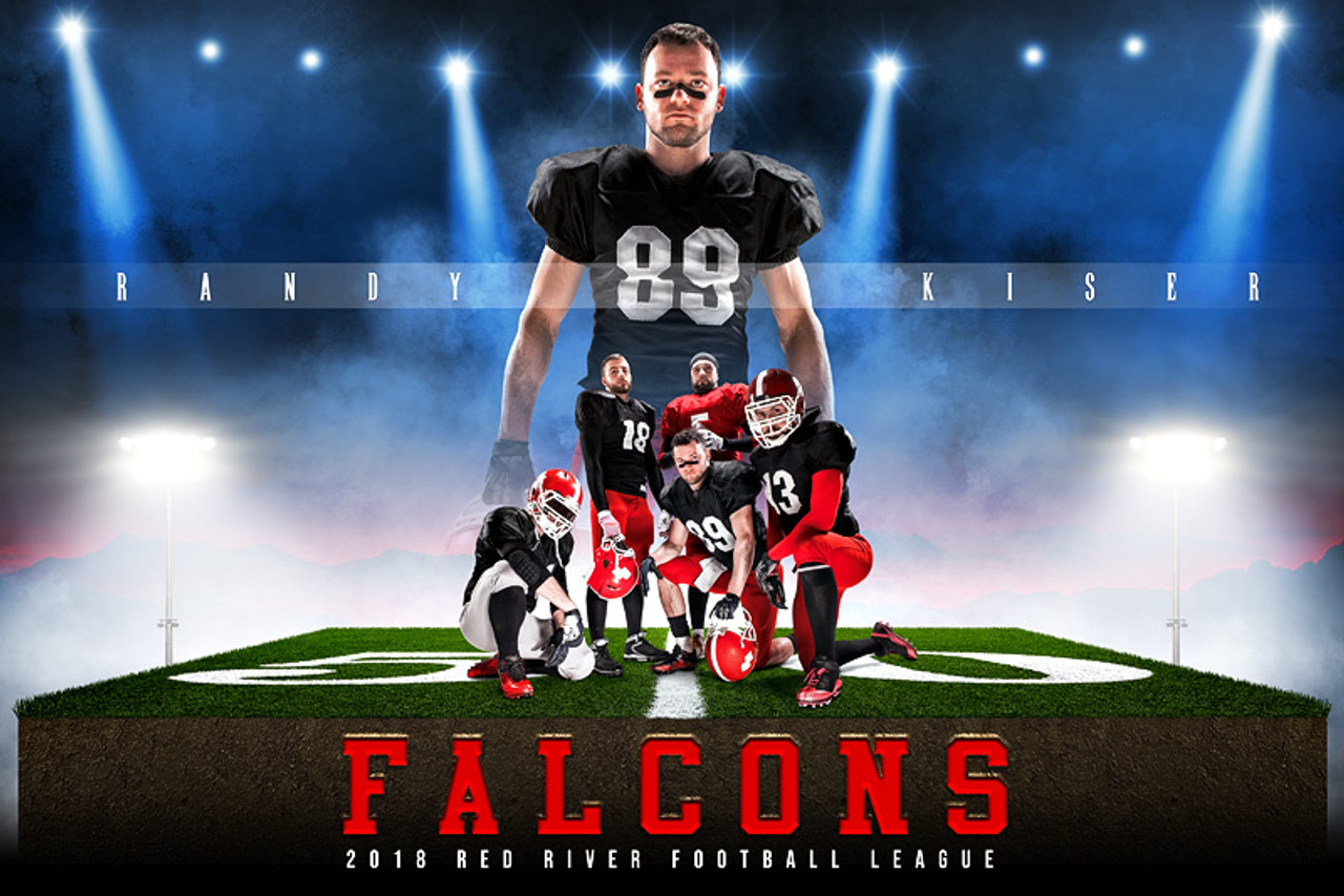 PLAYER BANNER PHOTO TEMPLATE FOOTBALL AND OTHER FIELD SPORTS - RED RIVER - CUSTOM PHOTOSHOP LAYERED SPORTS TEMPLATE