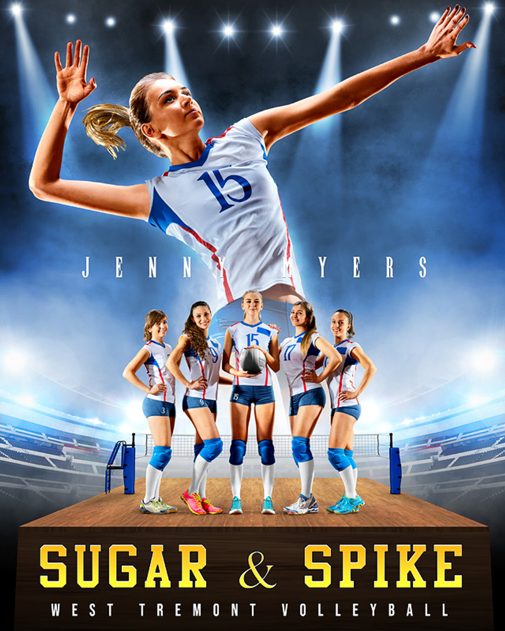16x20 SPORTS POSTER PHOTO TEMPLATE - VOLLEYBALL UPRISE - CUSTOM PHOTOSHOP LAYERED SPORTS TEMPLATE