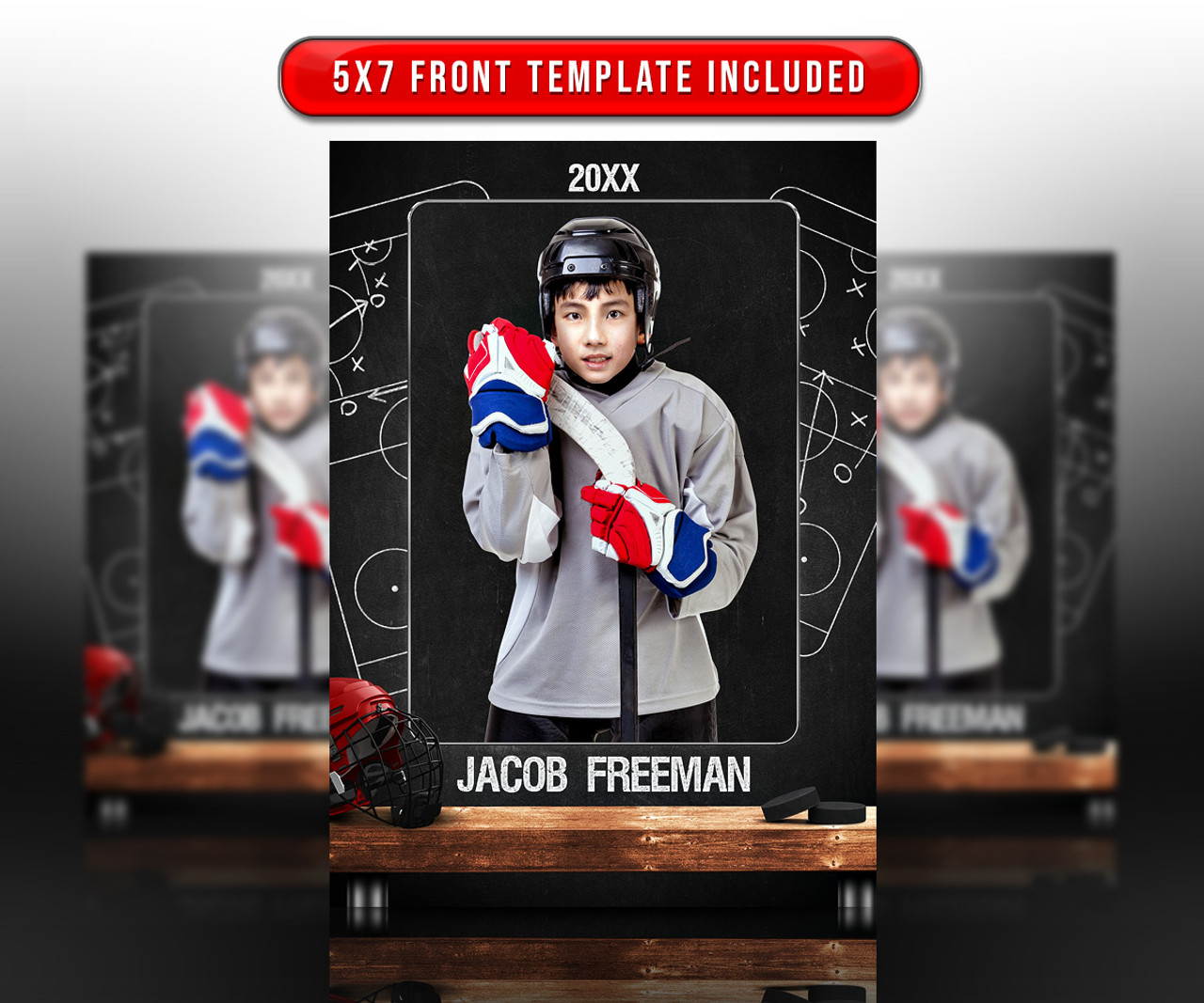 SPORTS TRADING CARDS AND 5X7 TEMPLATE - HOCKEY CHALK