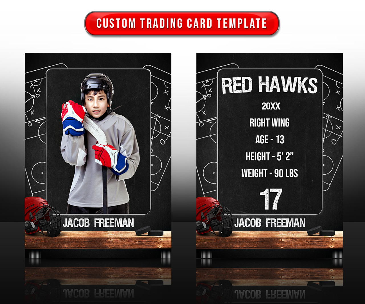 SPORTS TRADING CARDS AND 5X7 TEMPLATE - HOCKEY CHALK