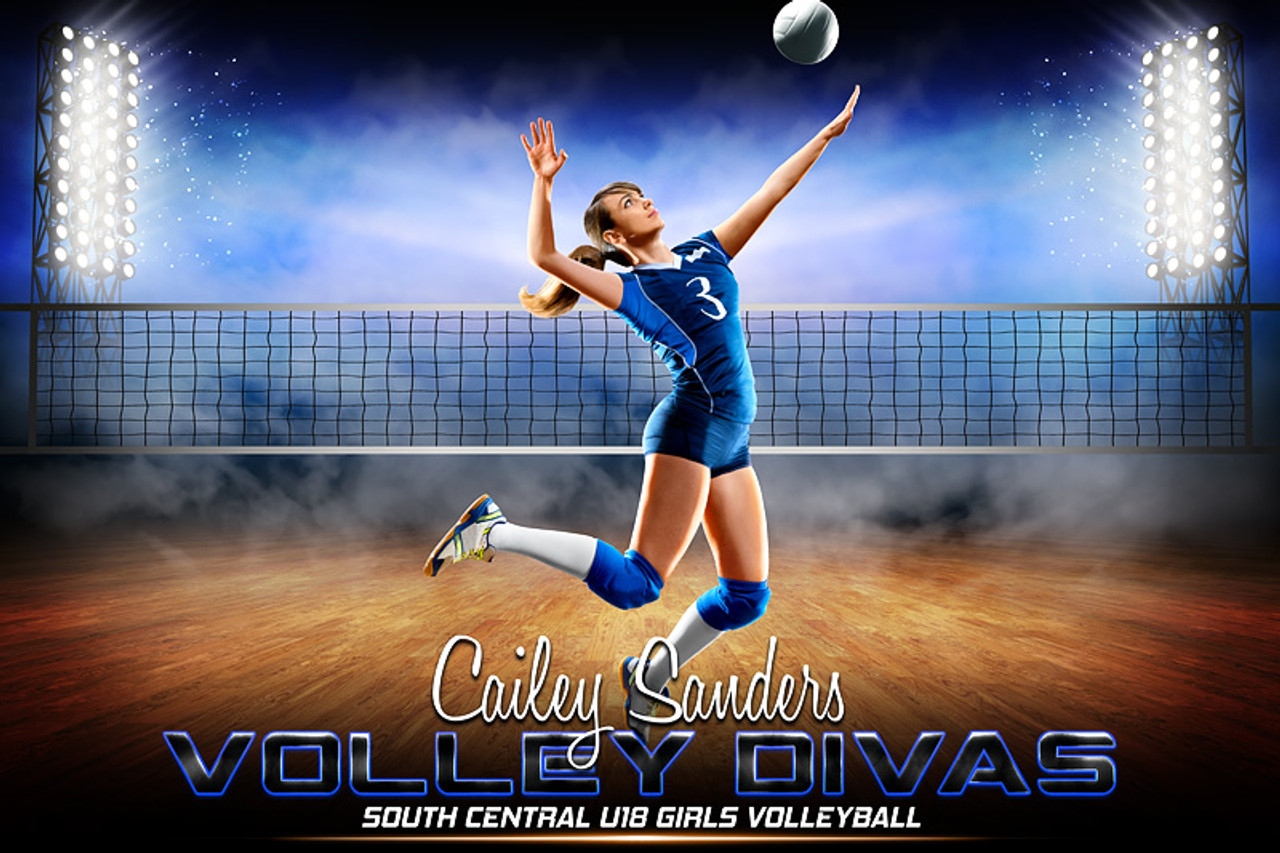 VOLLEYBALL BANNER PHOTO TEMPLATE - PRIME TIME VOLLEYBALL - CUSTOM PHOTOSHOP LAYERED SPORTS TEMPLATE