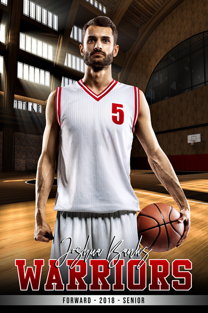 PLAYER BANNER PHOTO TEMPLATE - VINTAGE BASKETBALL II - CUSTOM PHOTOSHOP LAYERED SPORTS TEMPLATE