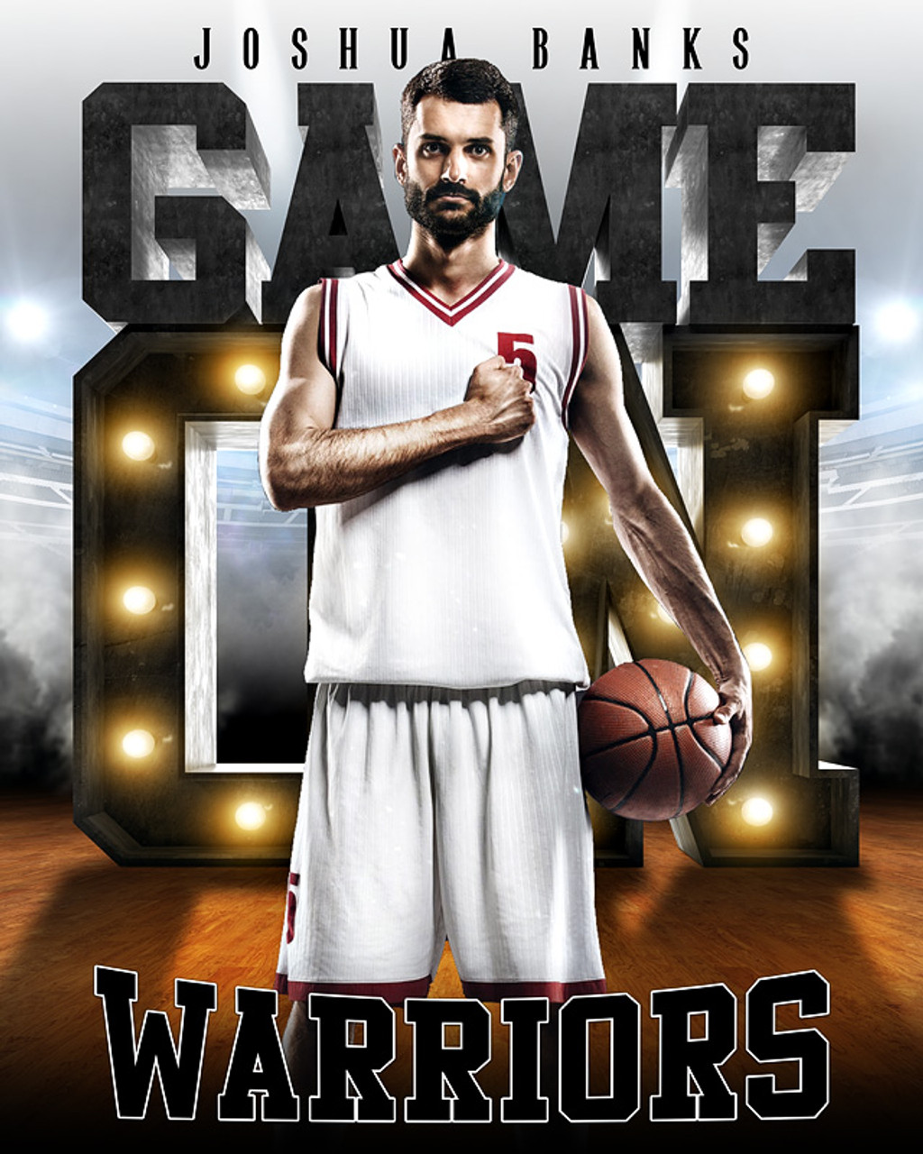 16x20 MULTI-SPORT POSTER - GAME ON LIGHTS - CUSTOM PHOTOSHOP LAYERED SPORTS TEMPLATE