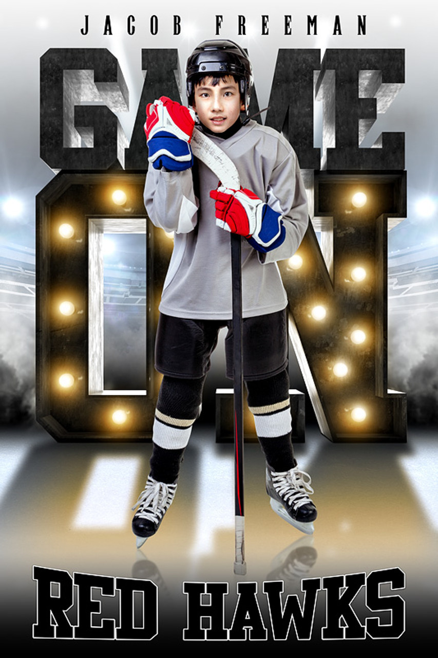 PLAYER BANNER PHOTO TEMPLATE - GAME ON LIGHTS - CUSTOM PHOTOSHOP LAYERED SPORTS TEMPLATE