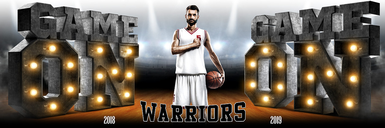 PANORAMIC SPORTS BANNER TEMPLATE - GAME ON LIGHTS - PHOTOSHOP LAYERED SPORTS TEMPLATE