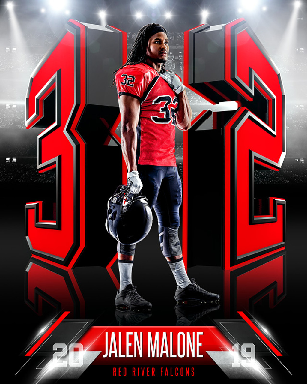 16x20 MULTI-SPORT POSTER - 3D NUMBERS - CUSTOM PHOTOSHOP LAYERED SPORTS TEMPLATE