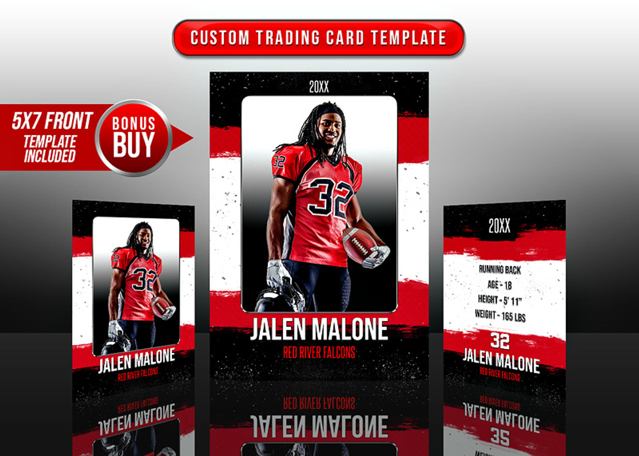 SPORTS TRADING CARDS AND 5X7 TEMPLATE - GRUNGE STROKES