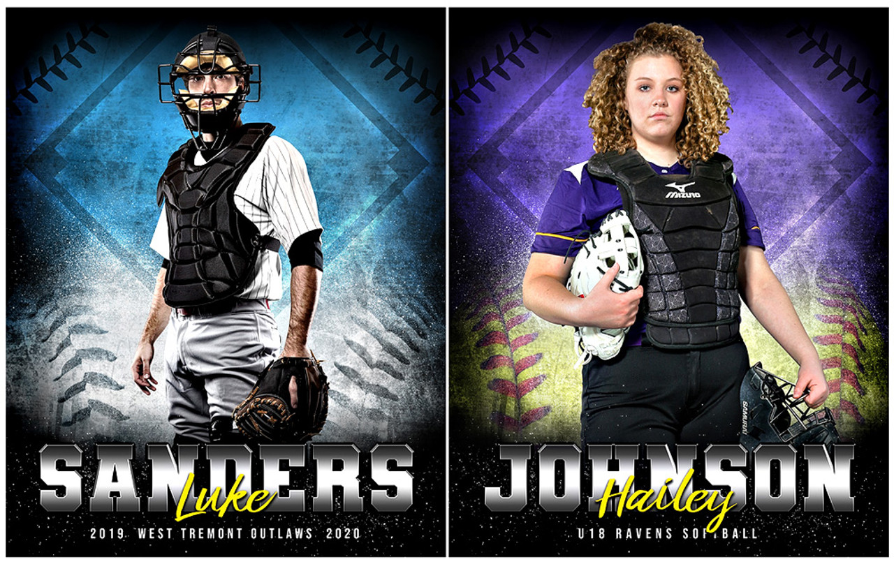 16x20 BASEBALL AND SOFTBALL POSTER TEMPLATE - GRUNGE FX - CUSTOM PHOTOSHOP LAYERED SPORTS TEMPLATE