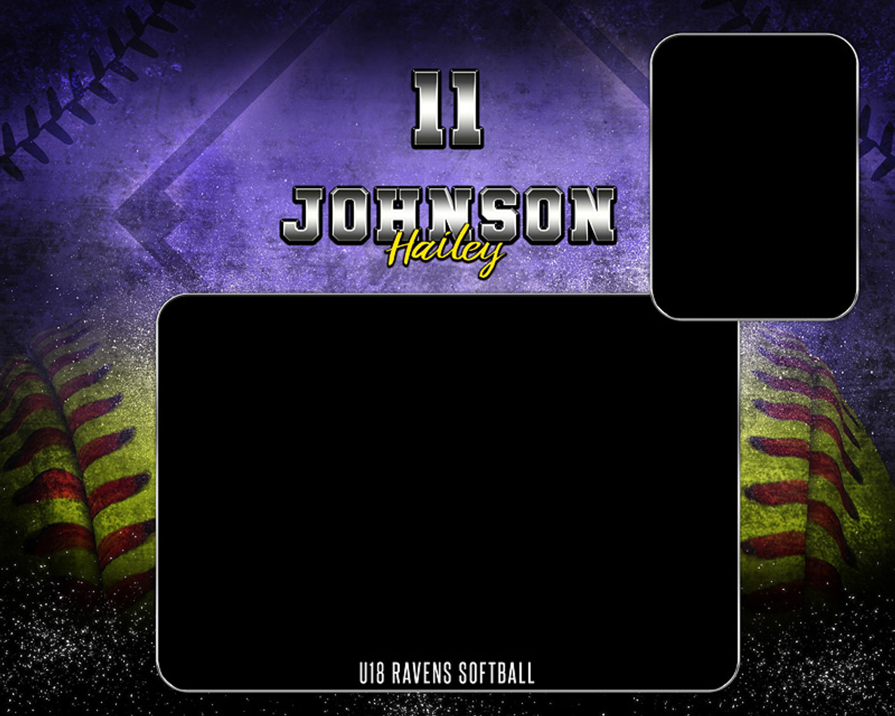 MEMORY MATE - HORIZONTAL - GRUNGE FX - CUSTOM PHOTOSHOP LAYERED MEMORY MATE TEMPLATE FOR BASEBALL AND SOFTBALL