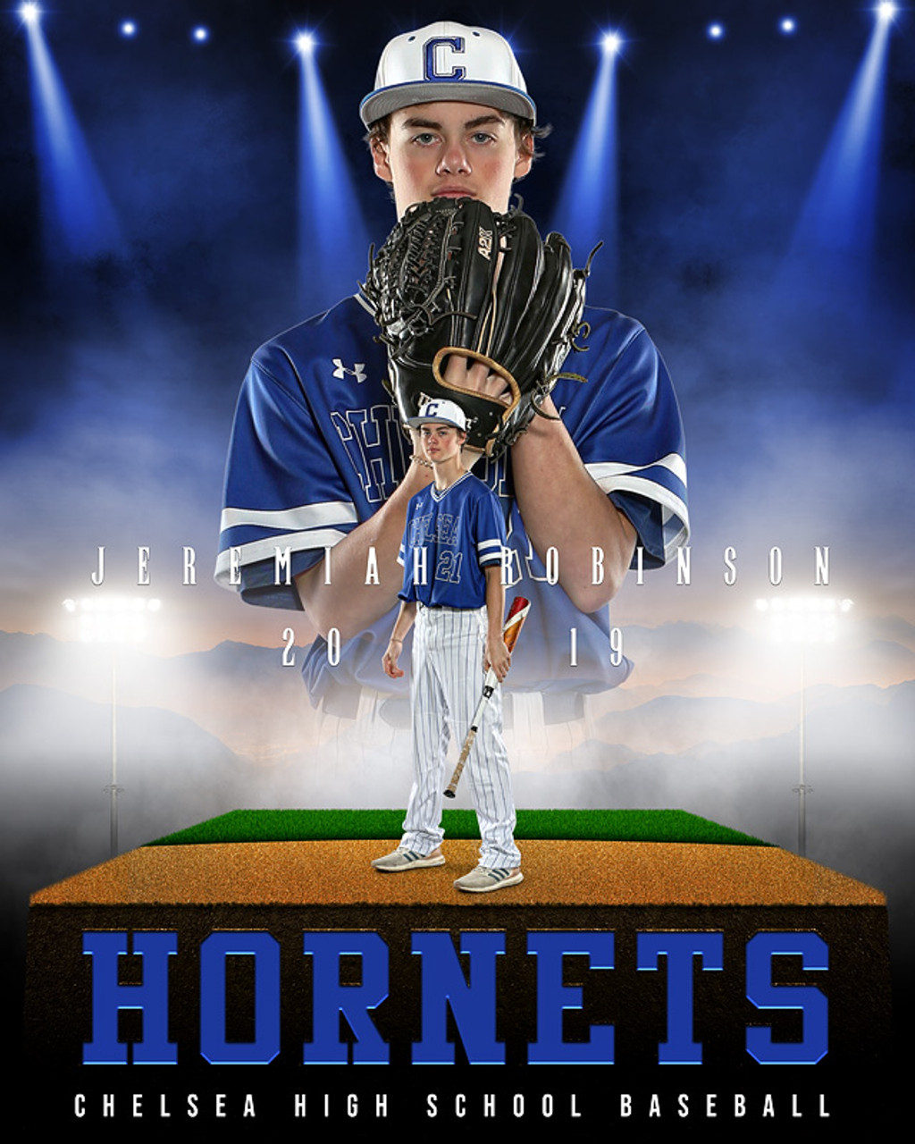 16x20 SPORTS POSTER PHOTO TEMPLATE - BASEBALL UPRISE - CUSTOM PHOTOSHOP LAYERED SPORTS TEMPLATE