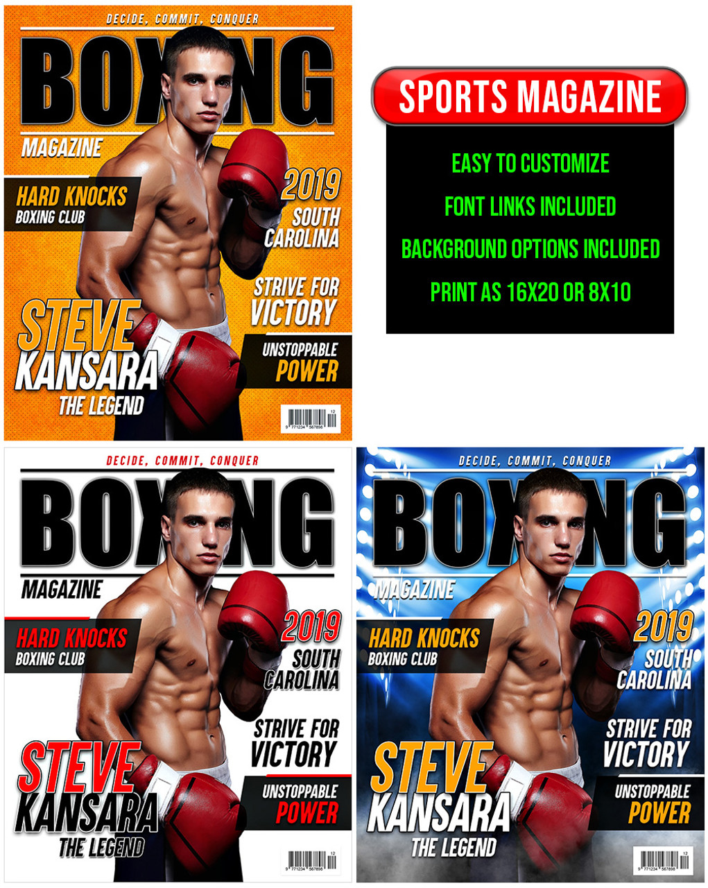 SPORTS MAGAZINE TEMPLATE - PHOTOSHOP LAYERED SPORTS TEMPLATE