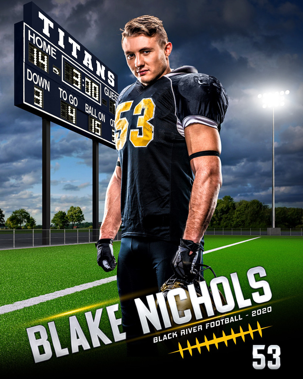 SPORTS POSTER PHOTO TEMPLATE - GAME TIME - FOOTBALL - LAYERED PHOTOSHOP SPORTS TEMPLATE