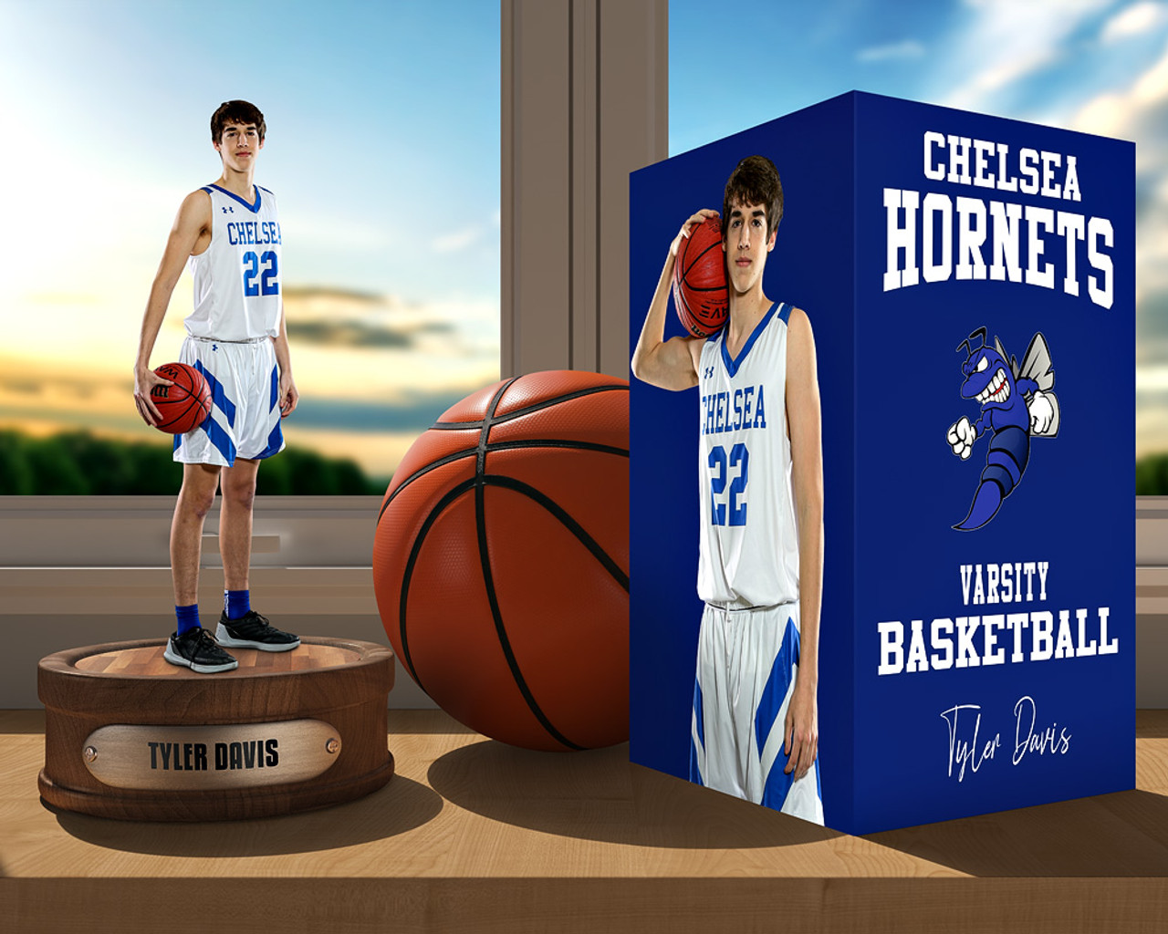 SPORTS POSTER PHOTO TEMPLATE - BASKETBALL  DISPLAY - LAYERED PHOTOSHOP SPORTS TEMPLATE