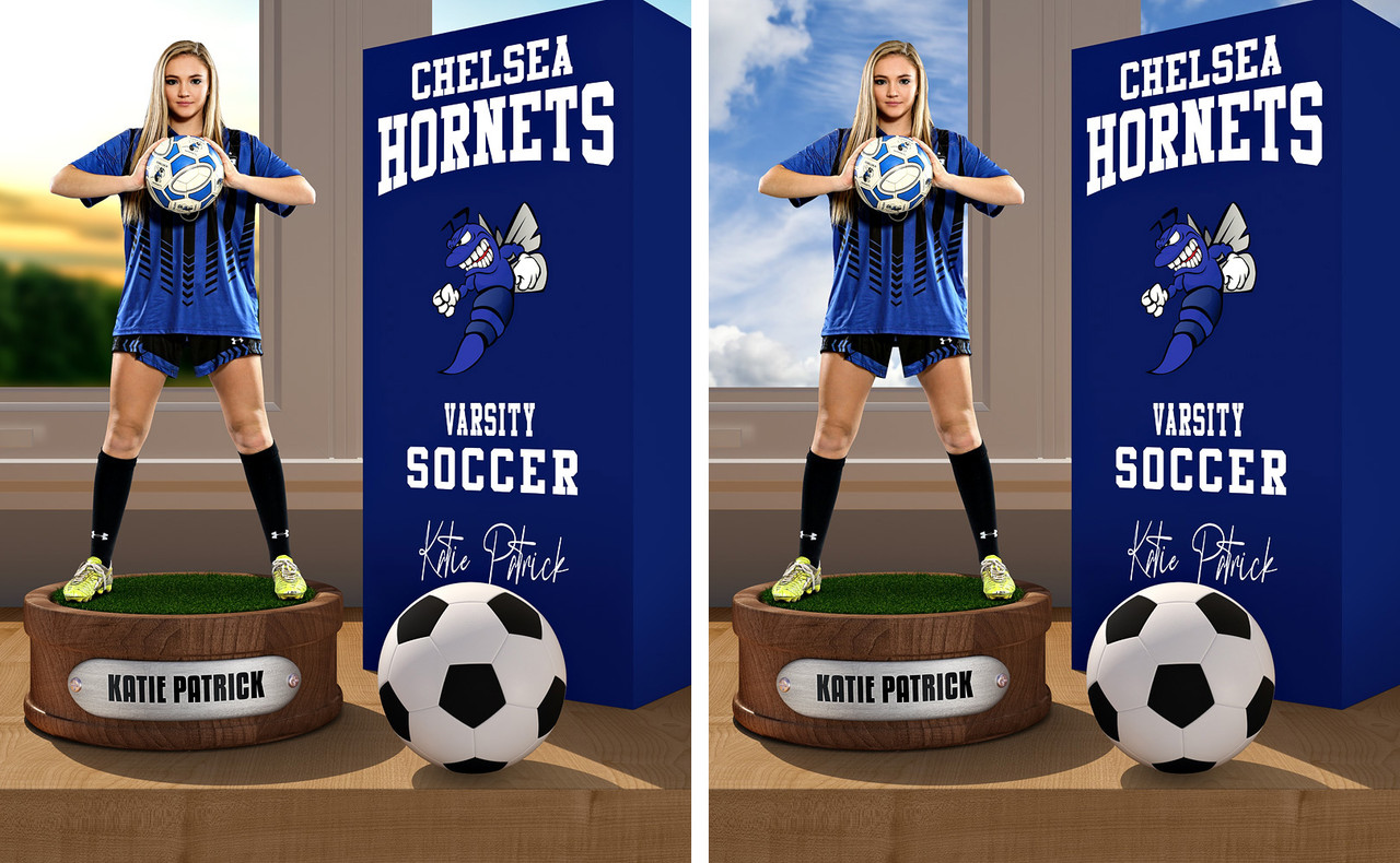 SPORTS POSTER PHOTO TEMPLATE - SOCCER DISPLAY - LAYERED PHOTOSHOP SPORTS TEMPLATE
