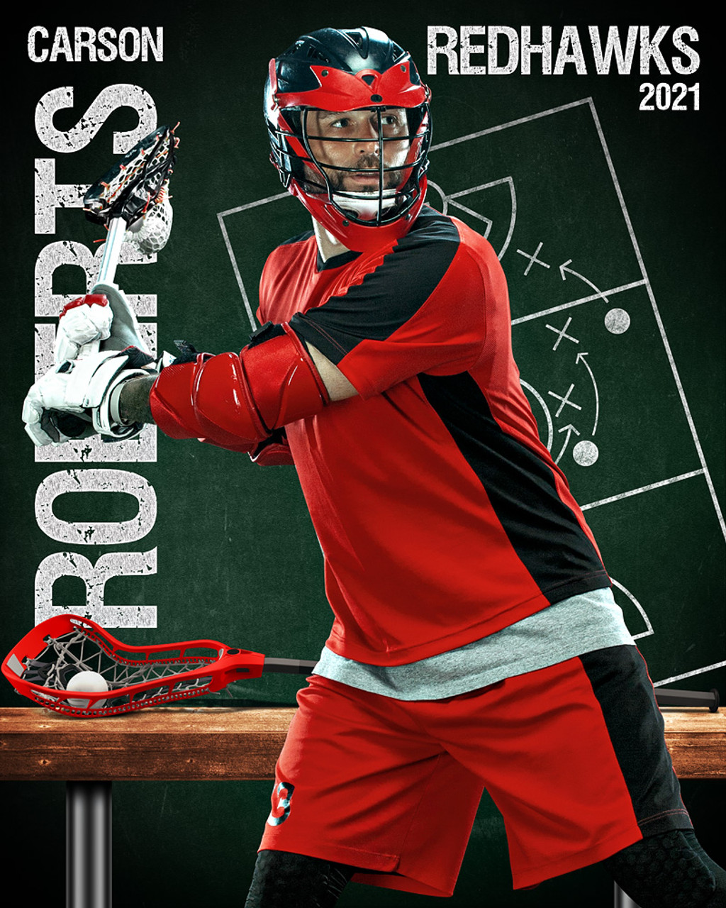 16x20 SPORT POSTER PHOTO TEMPLATE - LACROSSE CHALK - CUSTOM PHOTOSHOP LAYERED SPORTS TEMPLATE