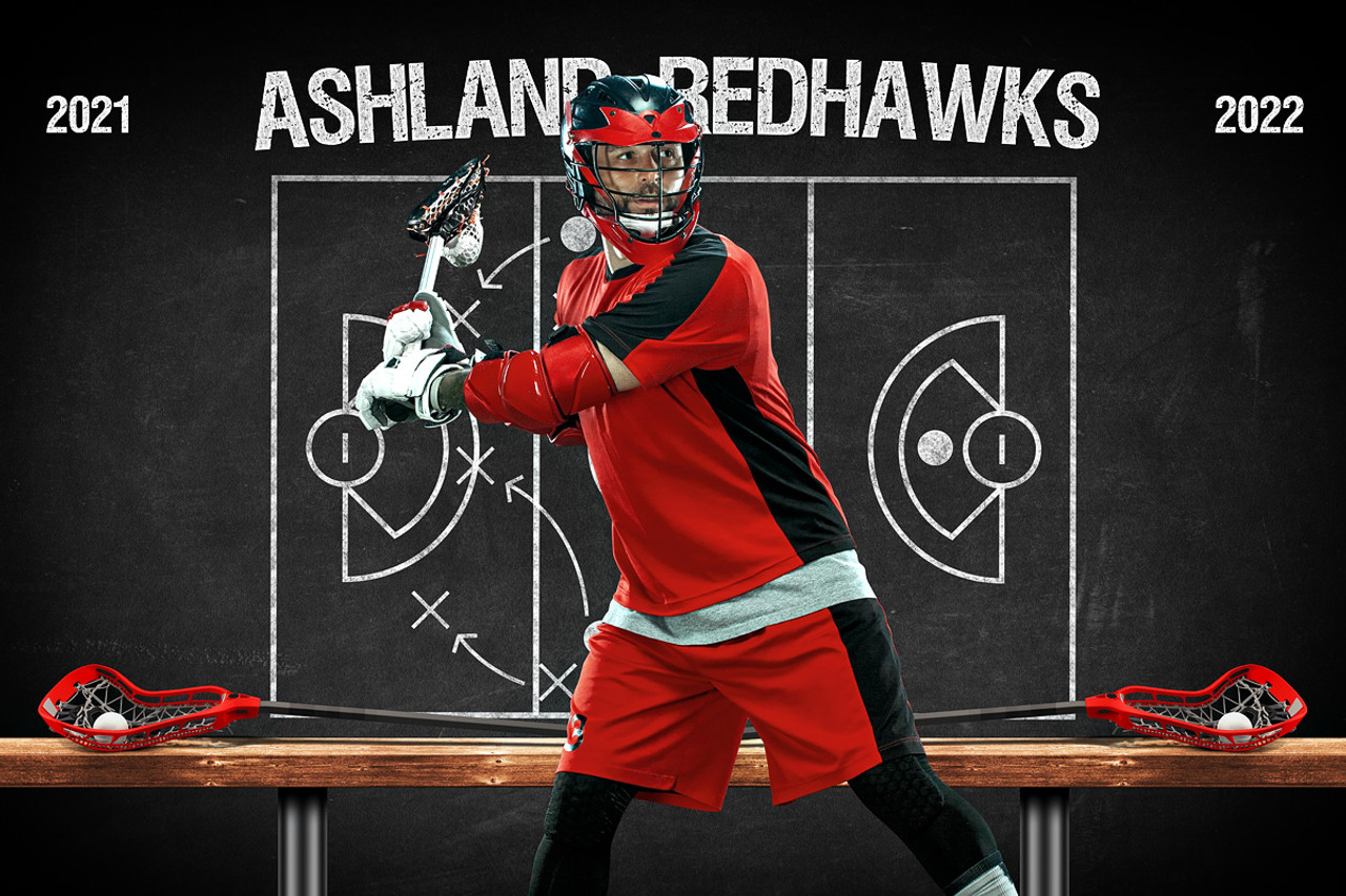 LACROSSE BANNER PHOTO TEMPLATE - LACROSSE CHALK - CUSTOM PHOTOSHOP LAYERED SPORTS TEMPLATE