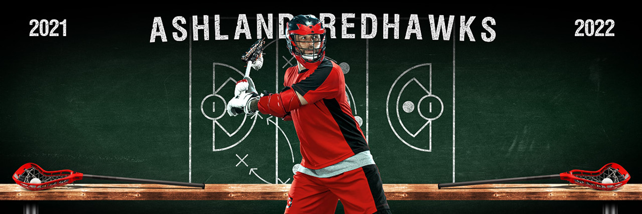 LACROSSE PANORAMIC SPORTS BANNER TEMPLATE - LACROSSE CHALK - CUSTOM LAYERED PHOTOSHOP SPORTS TEMPLATE
