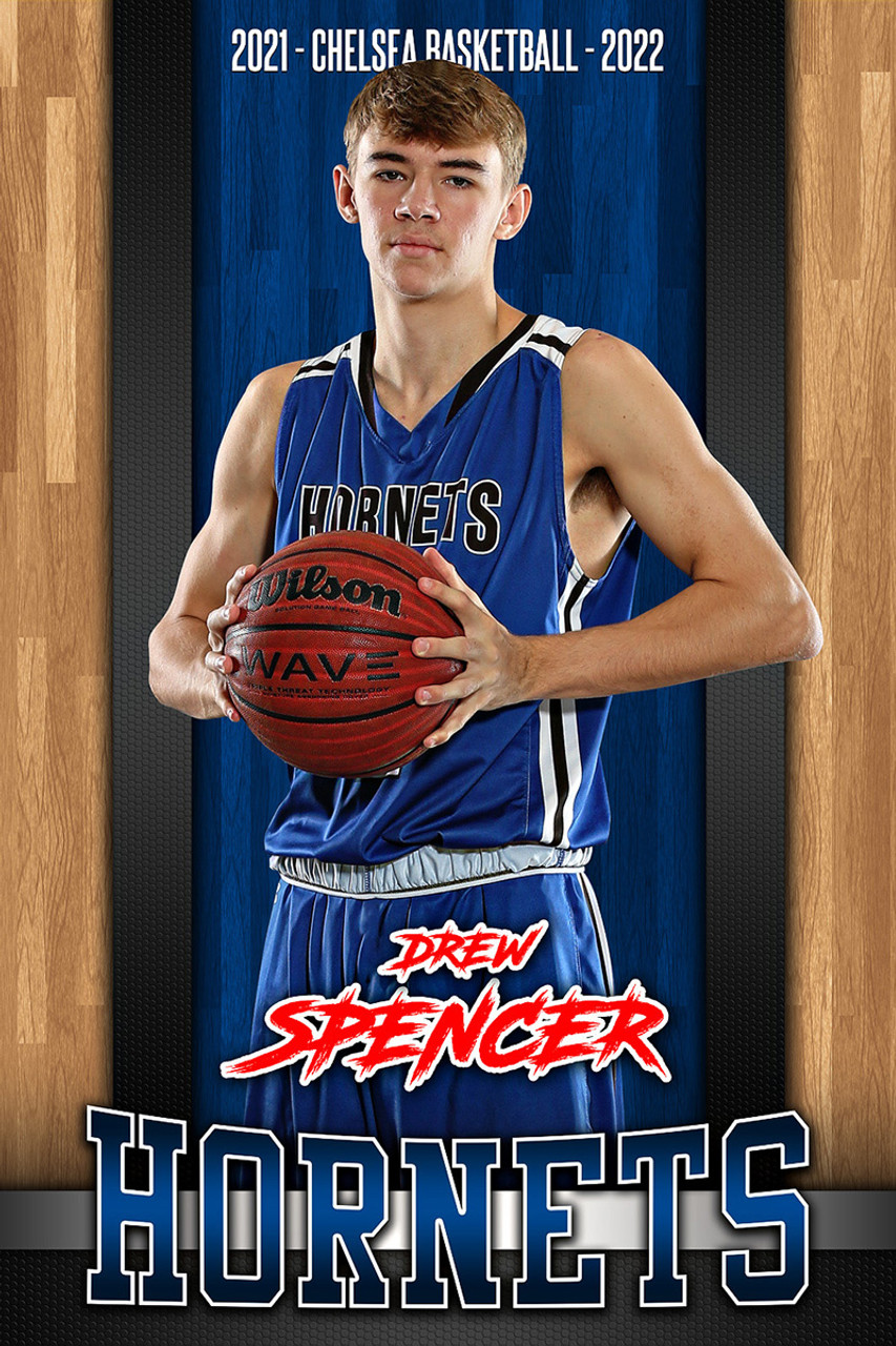 MULTI-SPORT BANNER PHOTO TEMPLATE - HARDWOODS - CUSTOM PHOTOSHOP LAYERED SPORTS TEMPLATE