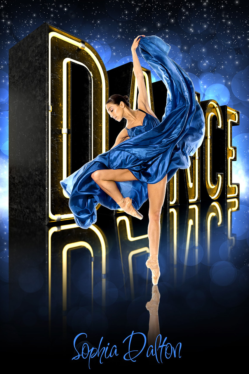 DANCE BANNER PHOTO TEMPLATE - NEON DANCE - CUSTOM PHOTOSHOP LAYERED DANCE TEMPLATE