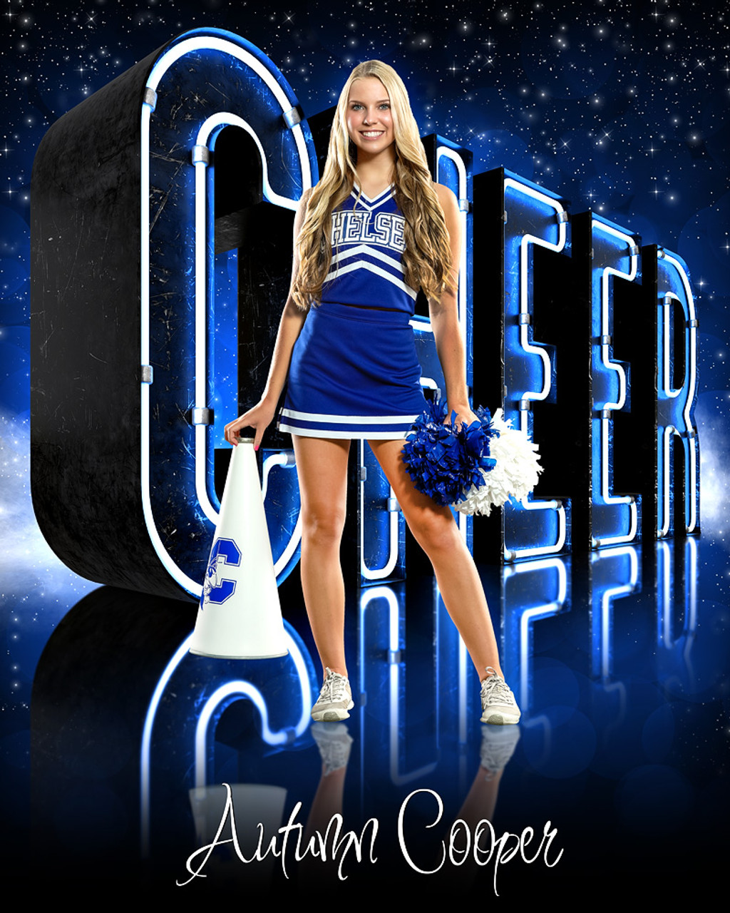 16x20 PHOTO TEMPLATE - NEON CHEER - CUSTOM PHOTOSHOP LAYERED CHEERLEADING TEMPLATE