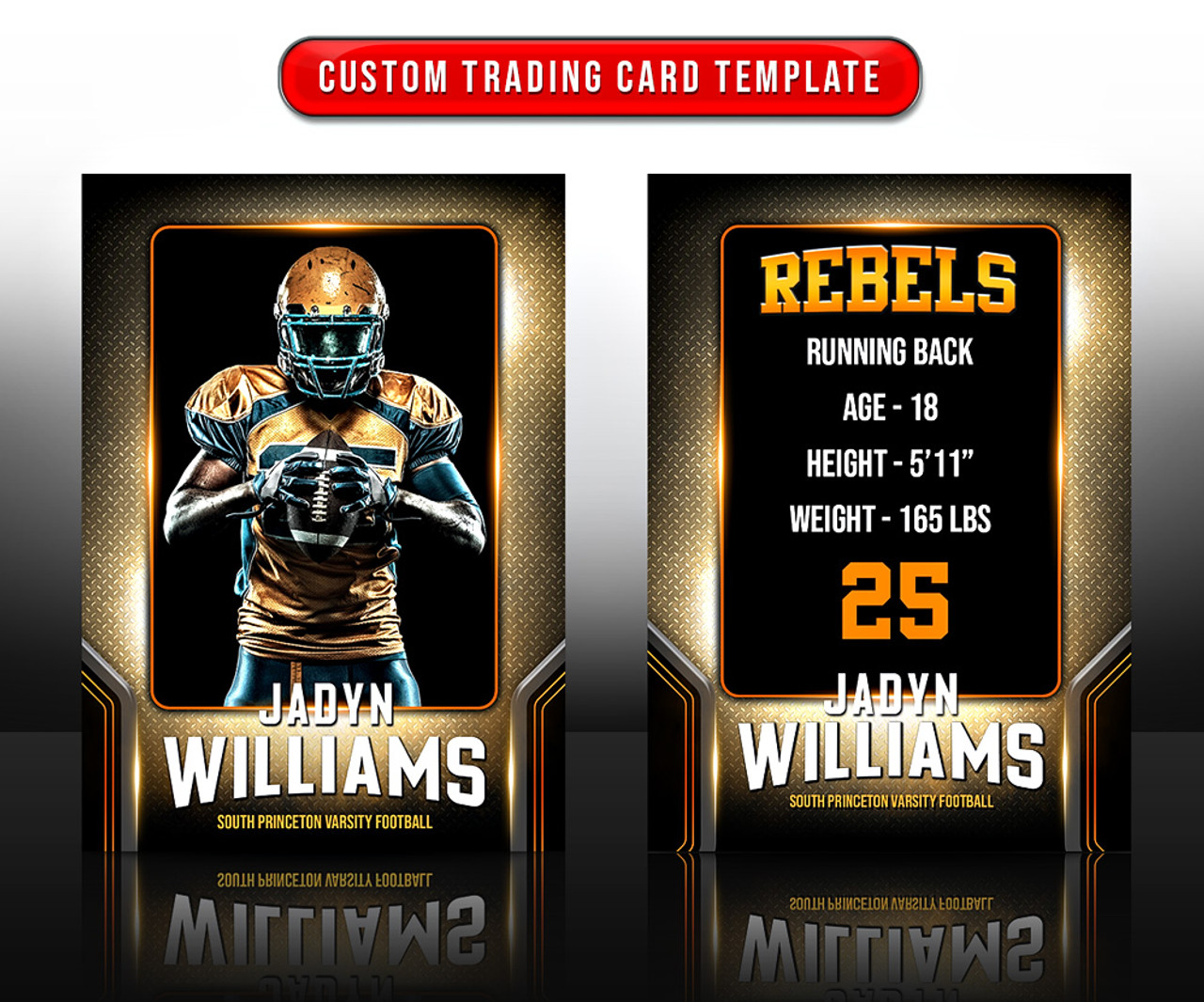 MULTI-SPORT TRADING CARDS AND 5X7 TEMPLATE - METAL TREAD