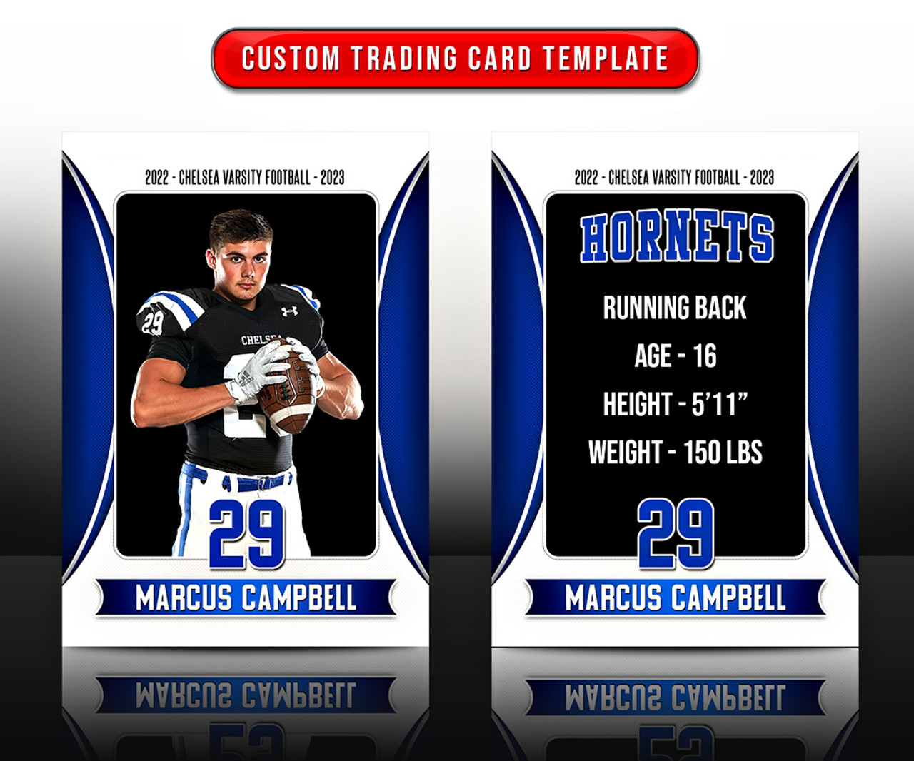 MULTI-SPORT TRADING CARDS AND 5X7 TEMPLATE - CENTER CURVES