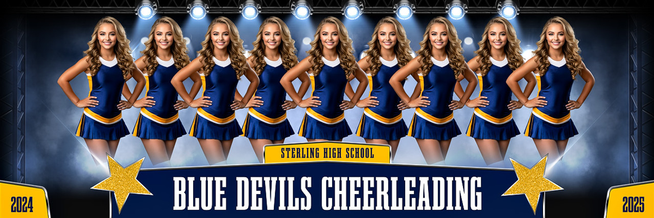 CHEERLEADING AND DANCE PANORAMIC SPORTS BANNER TEMPLATE - SHINE ON - PHOTOSHOP LAYERED SPORTS TEMPLATE