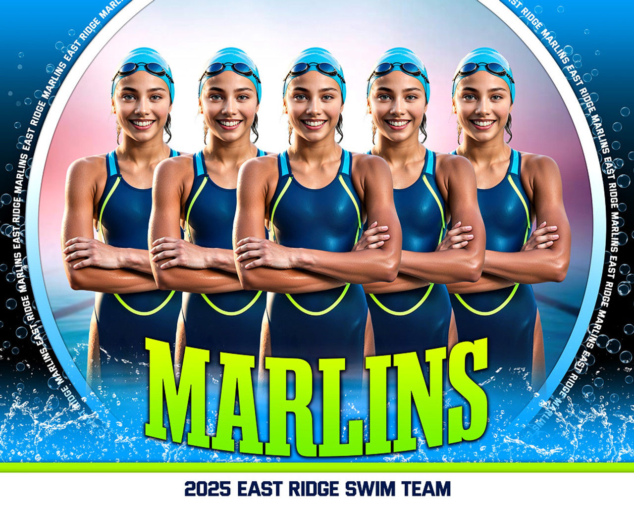 16x20 SWIM PHOTO TEMPLATE - SWIM AROUND - CUSTOM PHOTOSHOP LAYERED SPORTS TEMPLATE