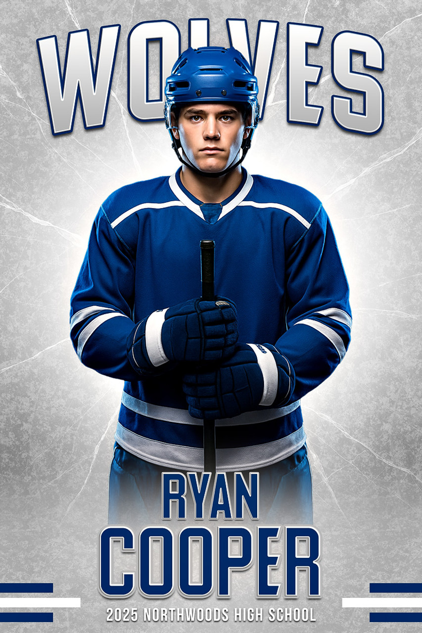 PLAYER BANNER PHOTO TEMPLATE -  COLD AS ICE - CUSTOM PHOTOSHOP LAYERED SPORTS TEMPLATE