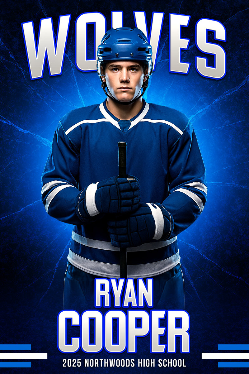 PLAYER BANNER PHOTO TEMPLATE -  COLD AS ICE - CUSTOM PHOTOSHOP LAYERED SPORTS TEMPLATE