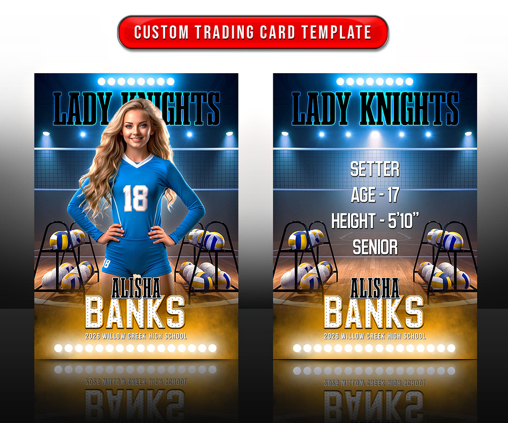 VOLLEYBALL TRADING CARDS AND 5X7 TEMPLATE - GOLDEN SET