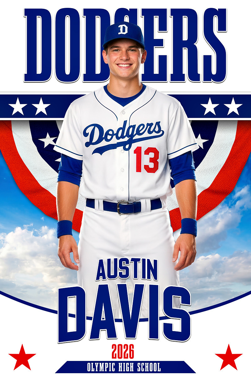 SPORTS PHOTO TEMPLATE - ALL AMERICAN - CUSTOM PHOTOSHOP LAYERED SPORTS TEMPLATE