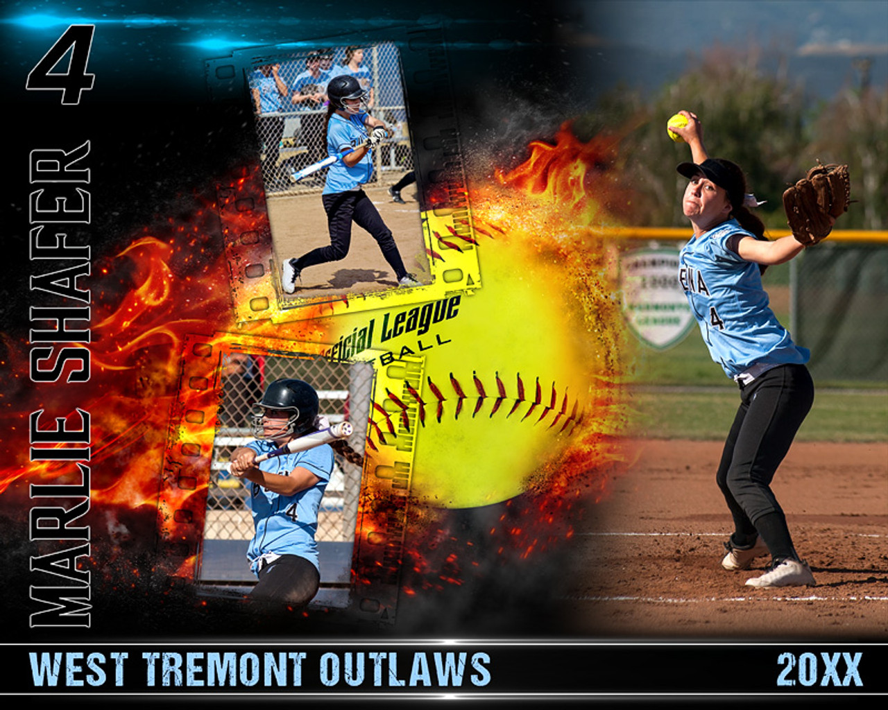 SOFTBALL PHOTO COLLAGE - ON FIRE