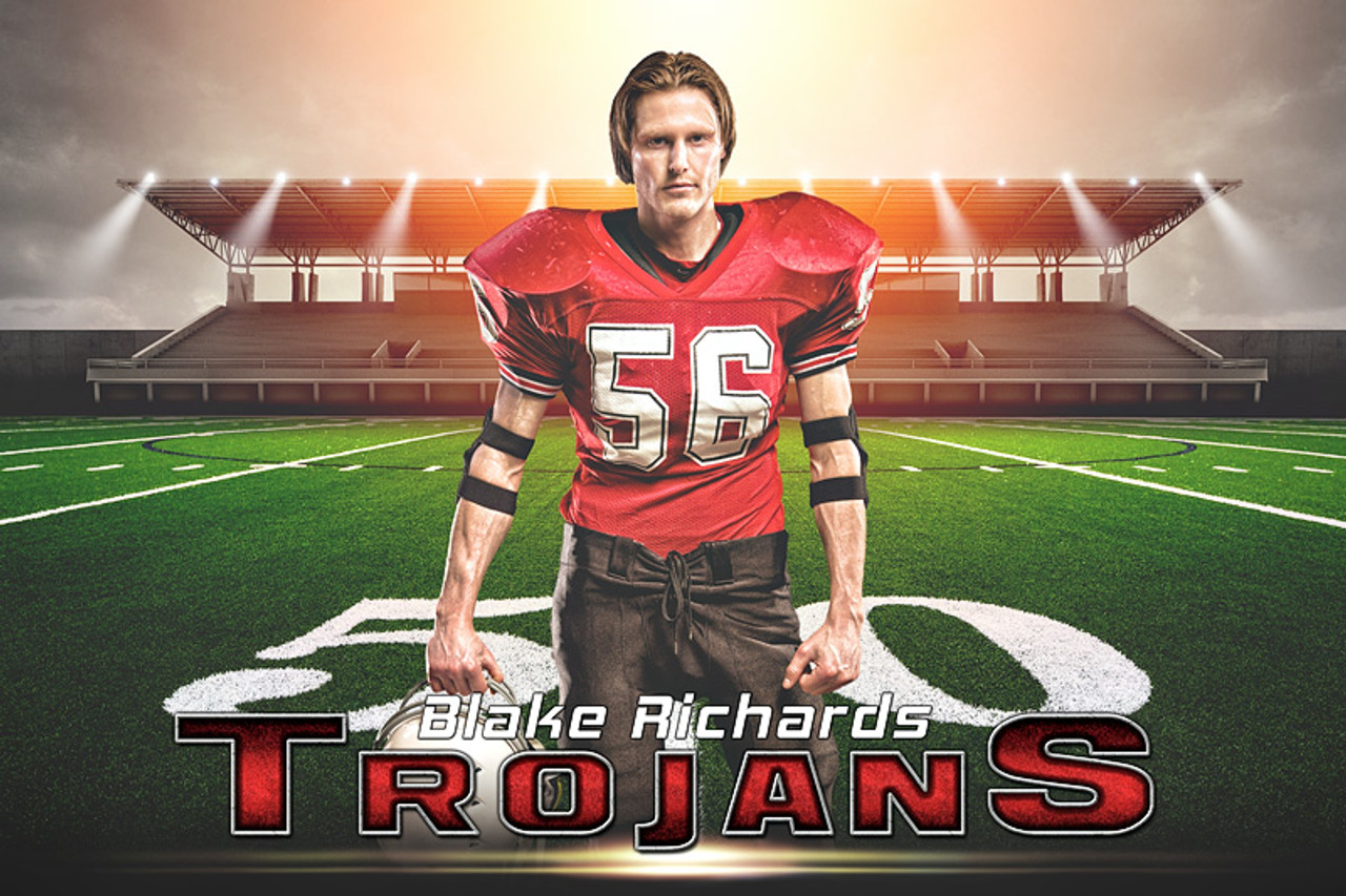 PLAYER BANNER PHOTO TEMPLATE - HORIZONTAL - FOOTBALL SUNRISE