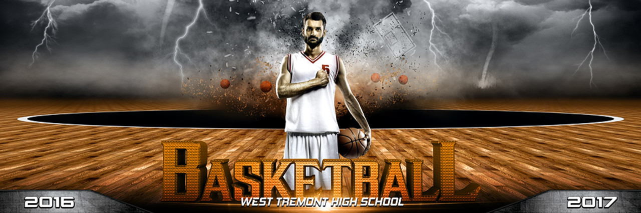 PANORAMIC SPORTS BANNER TEMPLATE - BASKETBALL - DESTRUCTION