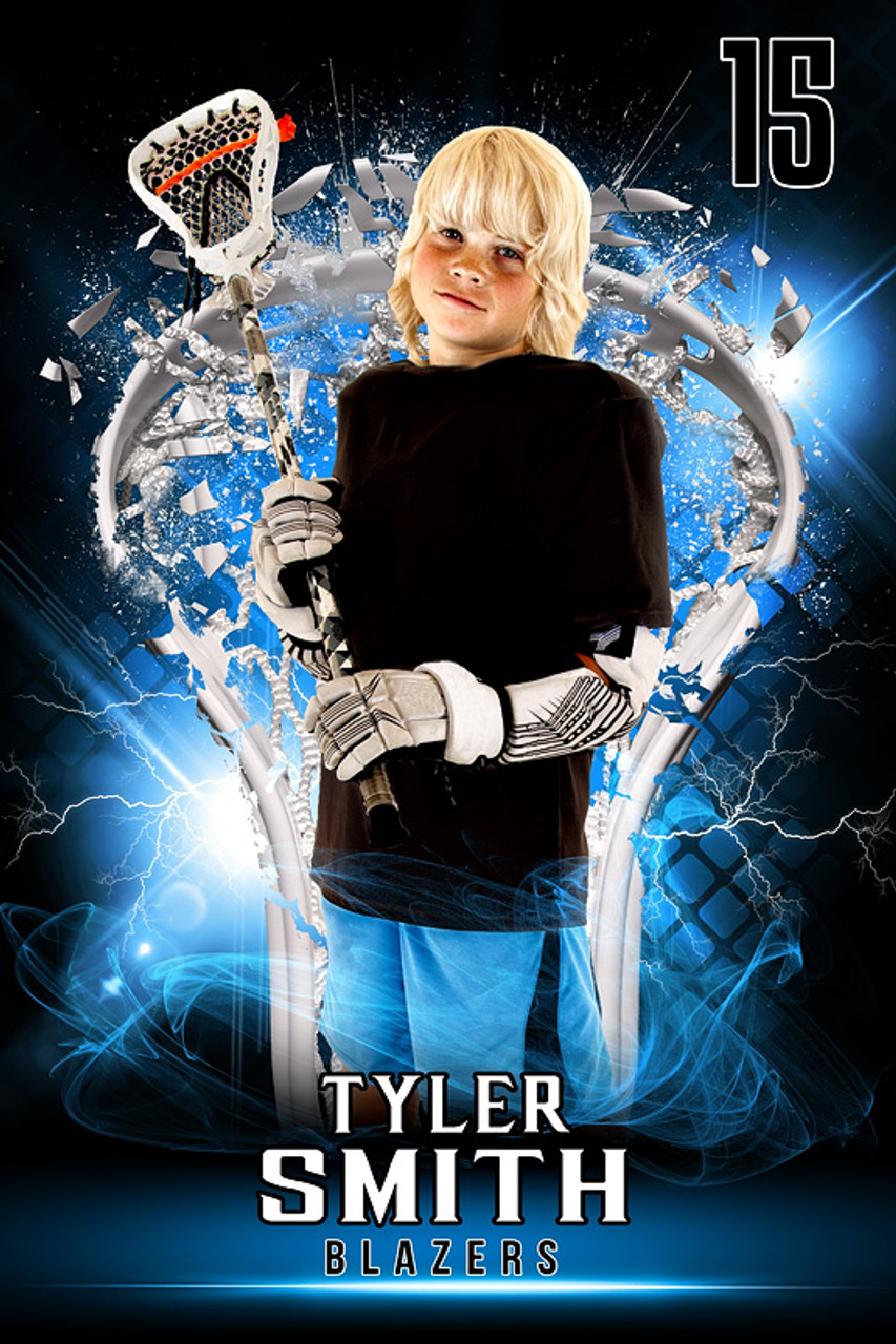 PLAYER BANNER PHOTO TEMPLATE - SHATTERED LACROSSE - LAYERED PHOTOSHOP SPORTS TEMPLATE