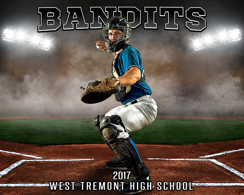 SPORTS POSTER PHOTO TEMPLATE - UP IN SMOKE - BASEBALL - LAYERED PHOTOSHOP SPORTS TEMPLATE