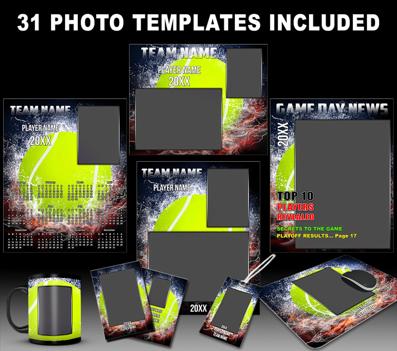 Splash Tennis Photo Template Collection