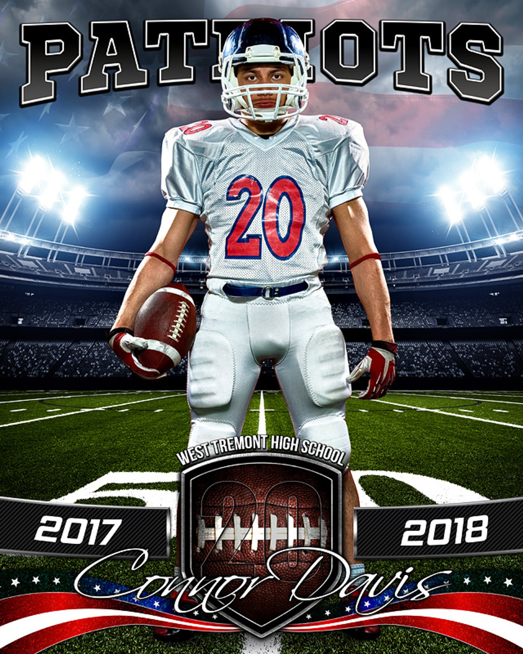 SPORTS POSTER PHOTO TEMPLATE - AMERICAN FOOTBALL - PHOTOSHOP SPORTS TEMPLATE